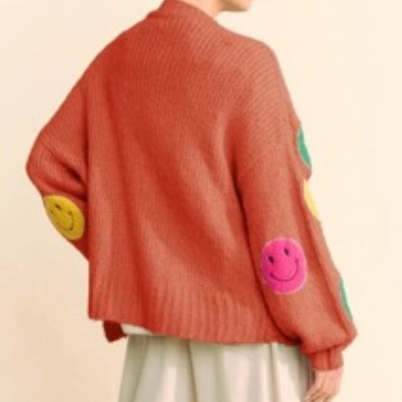 Fuzzy Smile Open Front Long Sleeve Cardigan - Picture 6 of 6